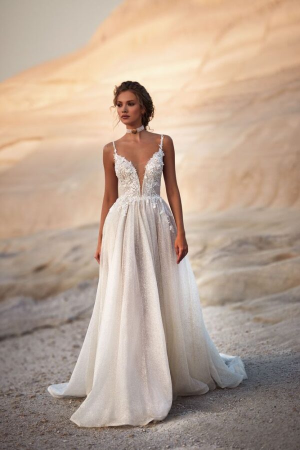 auretta white and lace milla nova sparkle a-line wedding dress bridal ireland