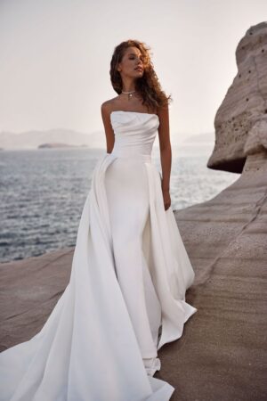 olimpia milla nova strapless satin wedding dress over skirt bridal ireland