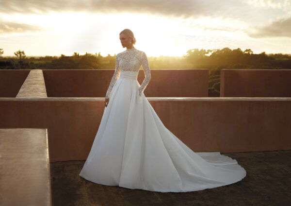 ceeylo pronovias ballgown wedding dress lace sleeves bridal ireland