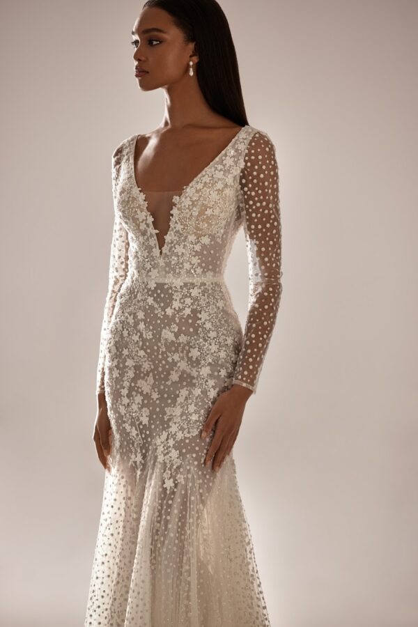 verona milla nova white and lace sparkle wedding dress long sleeves v-neck bridal ireland