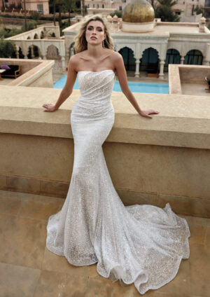caledonia pronovias strapless beaded wedding dress sleeves bridal ireland