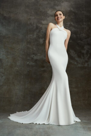 Irina alberto palatchi crepe wedding dress halter neck 3D floral bridal Ireland