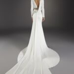 ceramica atelier pronovias wedding dress crepe satin high neck long sleeves cowl back bridal ireland