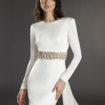 ceramica atelier pronovias wedding dress crepe satin high neck long sleeves cowl back bridal ireland