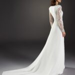 noveau atelier pronovias crepe long sleeves beading v-neck closed back A-line bridal ireland