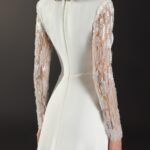 noveau atelier pronovias crepe long sleeves beading v-neck closed back A-line bridal ireland