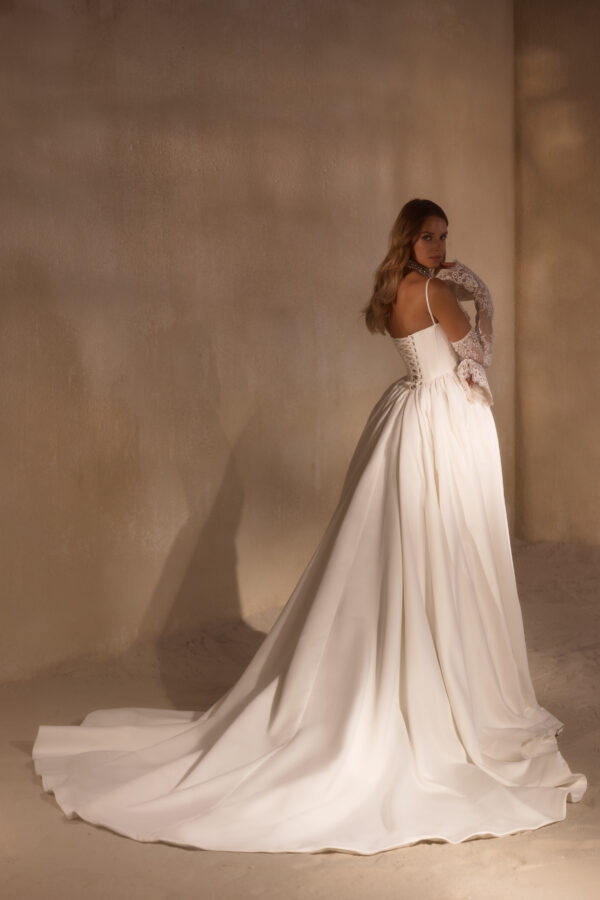adisa luce sposa strapless lace wedding dress satin corset overdress sleeves pearls bridal ireland