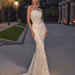 geramy pronovias privée strapless beaded lace wedding dress basque waist overskirt bridal ireland