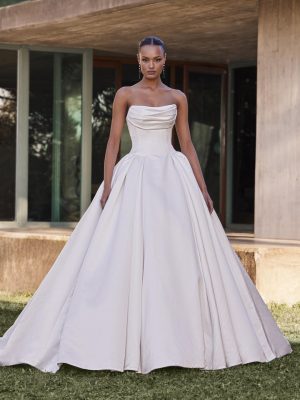 cillian pronovias strapless satin ballgown wedding dress pockets bridal ireland