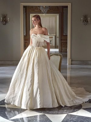 aroah pronovias privée ballgown wedding dress one shoulder embellished bridal northern ireland