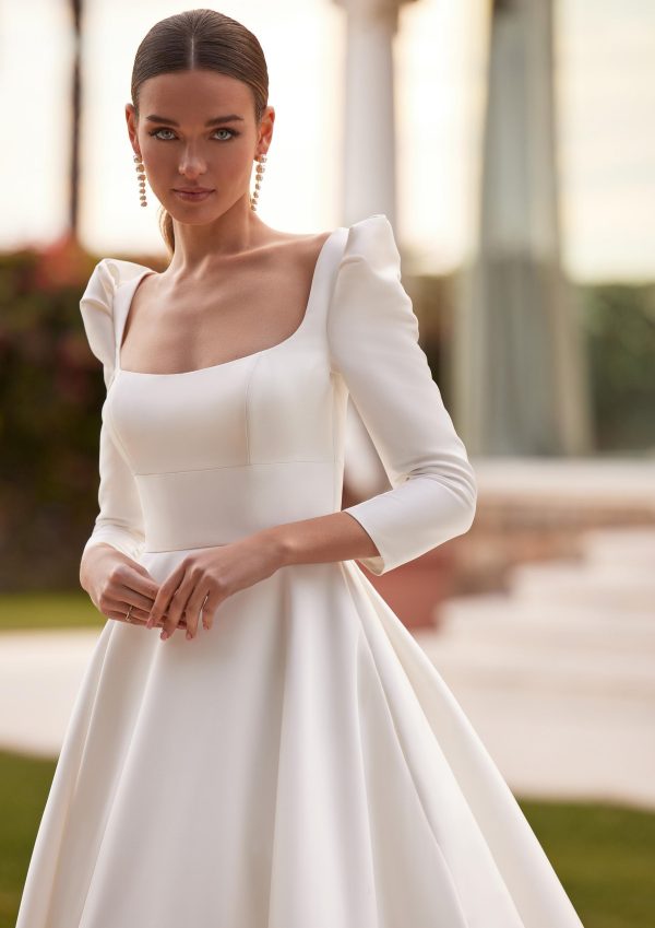 bertha san patrick a-line wedding dress square neck long sleeves bridal northern ireland