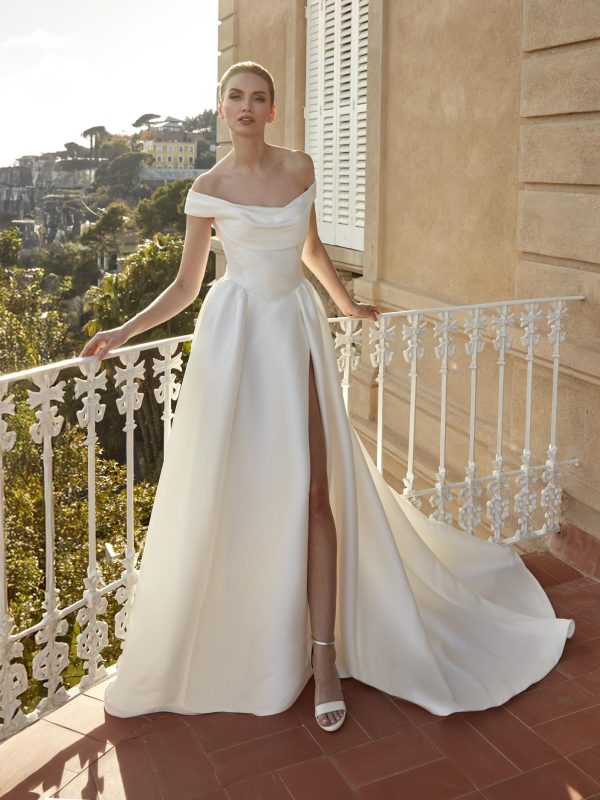 tenley san Patrick off the shoulder wedding dress a-line ballgown slit bridal northern ireland