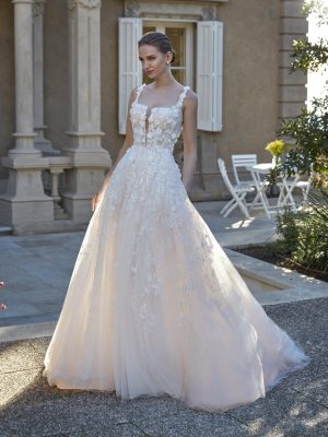 twyla san patrick wedding dress square neck a-line tulle beading floral bridal northern ireland
