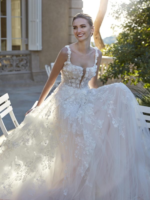 twyla san patrick wedding dress square neck a-line tulle beading floral bridal northern ireland