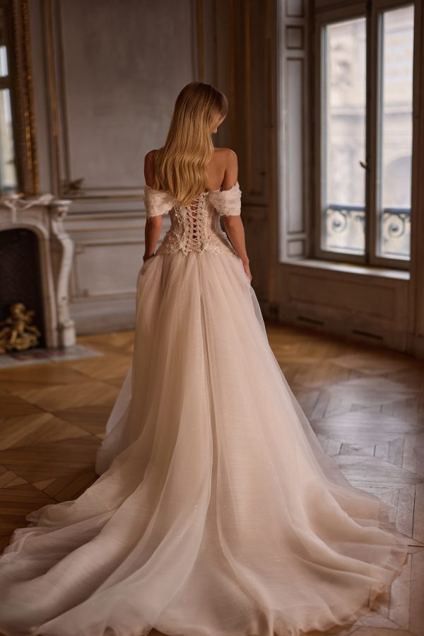 eclat luce sposa beaded lace 2 piece wedding dress off the shoulder corset a-line tulle slit bridal northern ireland