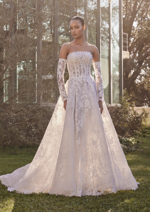 Dabri pronovias strapless lace A-line wedding dress sleeves bridal northern ireland