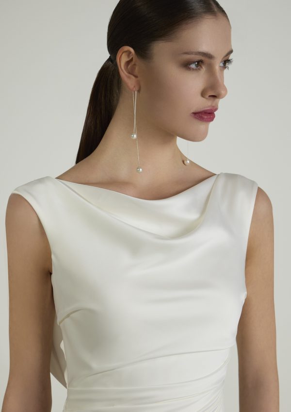 mediva san patrick ruched satin wedding dress cowl back high neck bridal northern ireland
