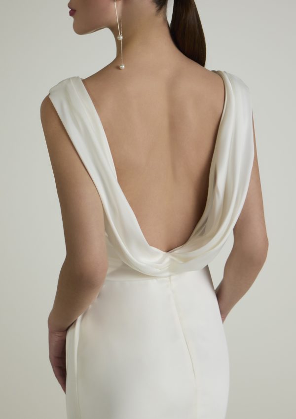 mediva san patrick ruched satin wedding dress cowl back high neck bridal northern ireland