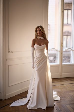 Eirene milla nova strapless ruched crepe wedding dress bridal ireland