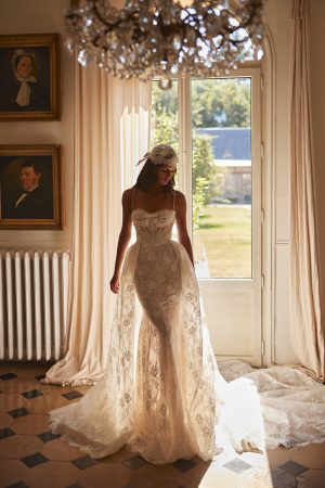 Lumiere luce sposa lace wedding dress beading lace overskirt bridal ireland