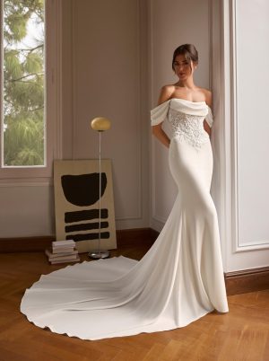 tamiria san patrick wedding dress crepe beaded lace strapless off the shoulder bridal ireland