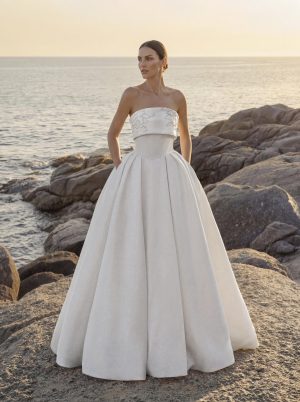 ardian pronovias mikado strapless ballgown beading wedding dress bridal ireland