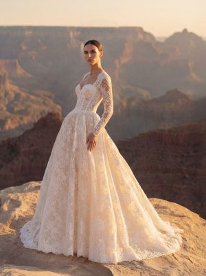 austra pronovias a-line lace wedding dress sleeves bridal ireland