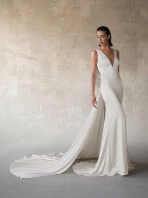 orlix atelier pronovias wedding dress satin v-neck cowl back bridal ireland