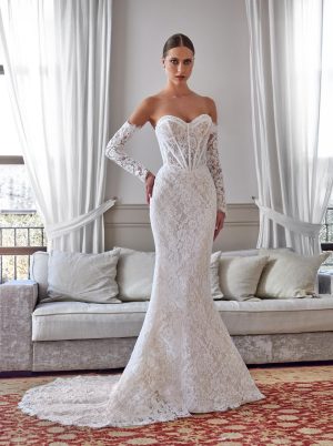 sidni what one bridal sleeves strapless lace wedding dress ireland