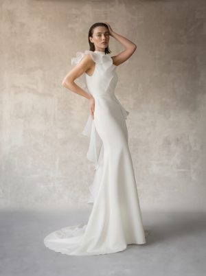 vildra pronovias atelier wedding dress halter neck crepe organza ruffles bridal ireland
