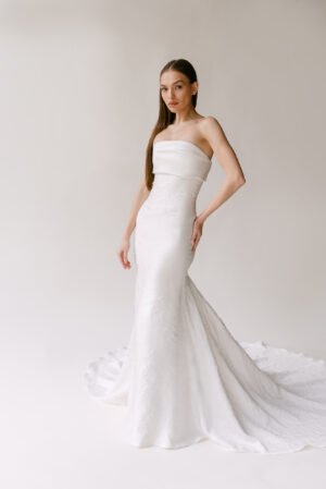 brielle alyssa kristin wedding dress strapless mikado jacquard fit and flare bridal ireland