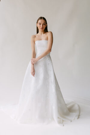 kyra alyssa kristin wedding dress strapless a-line textured floral bridal ireland