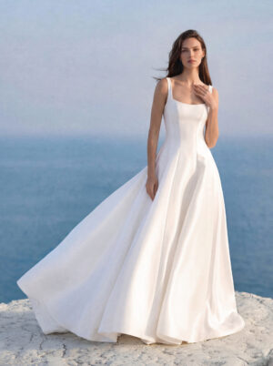noctera pronovias wedding dress dropped waist ballgown square neck buttons bridal ireland