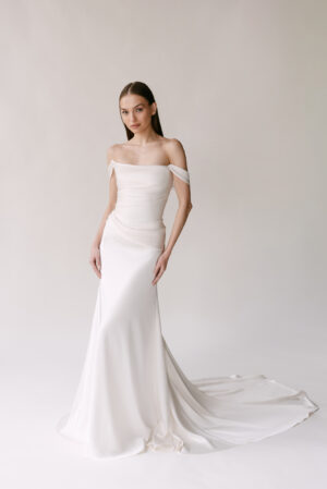 simone alyssa kristin wedding dress silk satin strapless off the shoulder bridal ireland